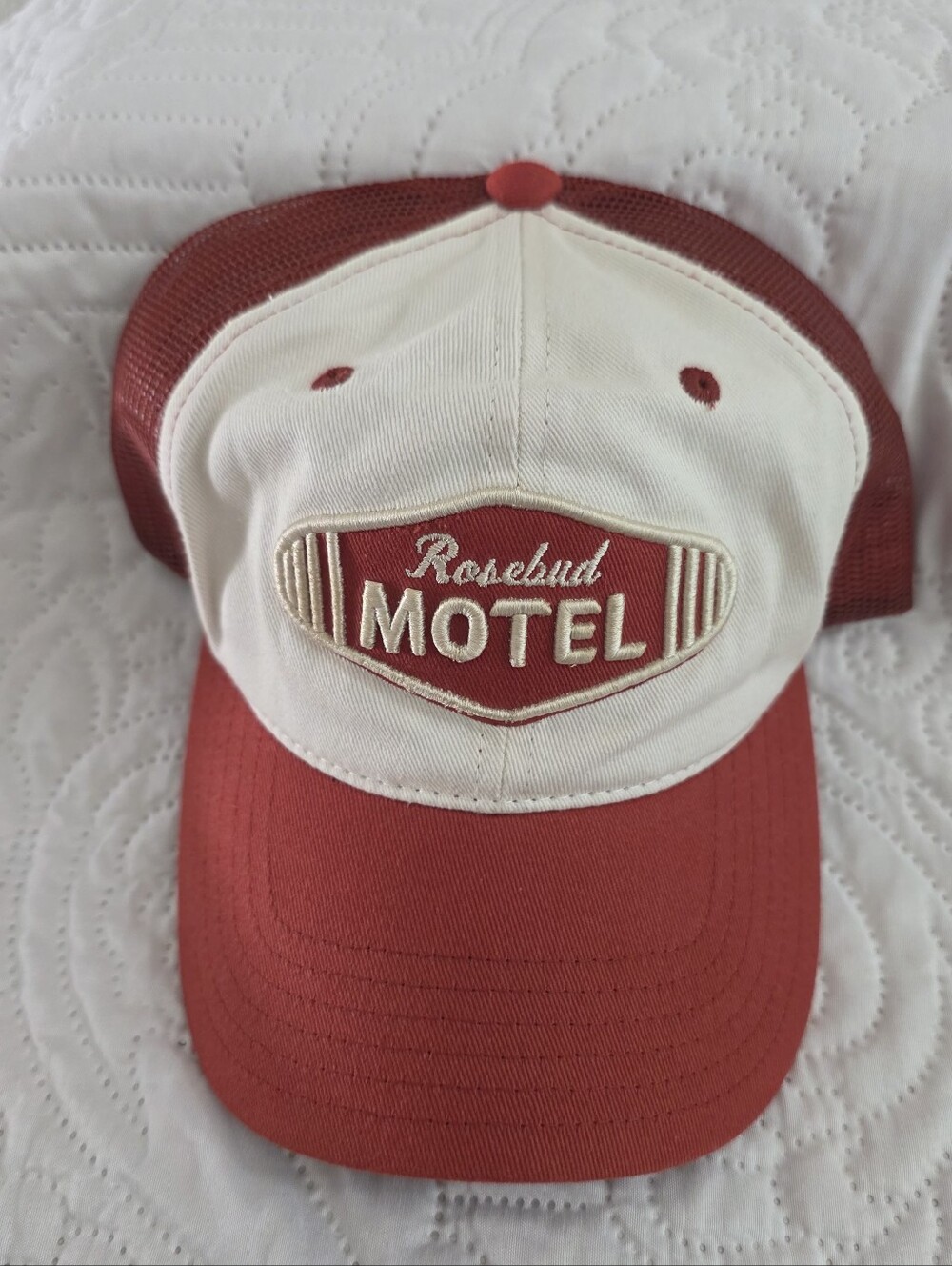 Schitt's Creek Rosebud Motel Red and Cream Trucker Hat